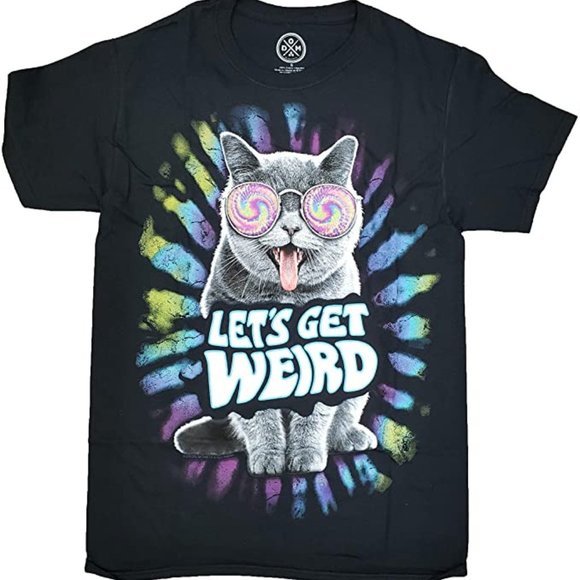 DOM Other - new Hippie Trippy Cat tee LETS GET WEIRD Psychedelic kitty kitten UNISEX large